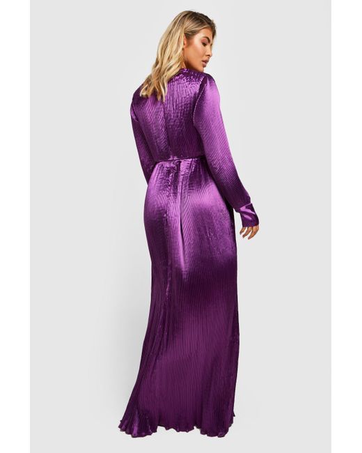 Boohoo Purple Premium Plisse Twist Detail Maxi Dress
