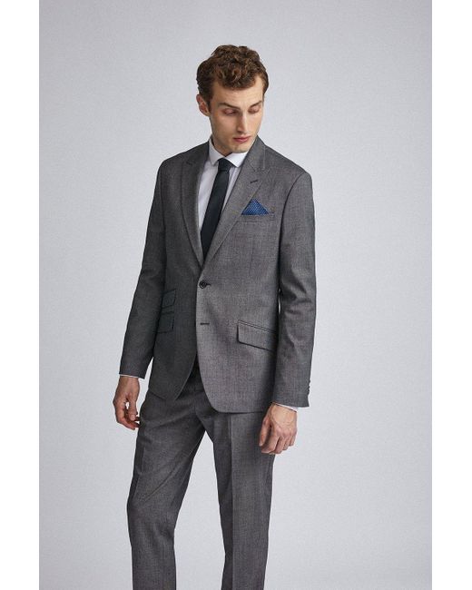 Burton Gray Tailored Fit Charcoal End On End Weave Suit Jacket for men