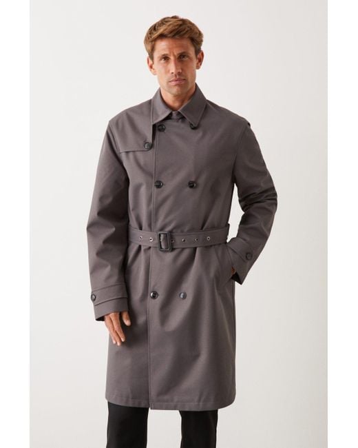 Burton Gray Double Breasted Trench Coat for men