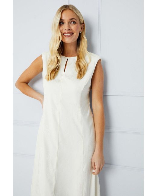 Wallis White Occasion Petite Jacquard Sleeveless Midi Dress