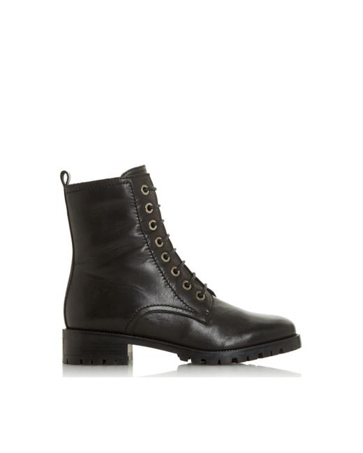 Dune Black Wide Fit 'prestone' Leather Lace Up Boots