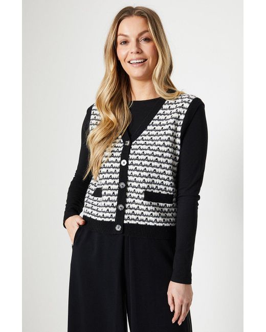 Wallis Black Knitted Button Through Vest