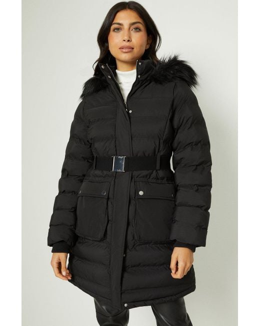 Wallis black cheap padded coat