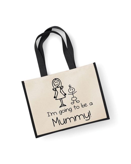 60 SECOND MAKEOVER Metallic Large Jute Bag I'm Going To Be A Mummy Black Bag New Mum