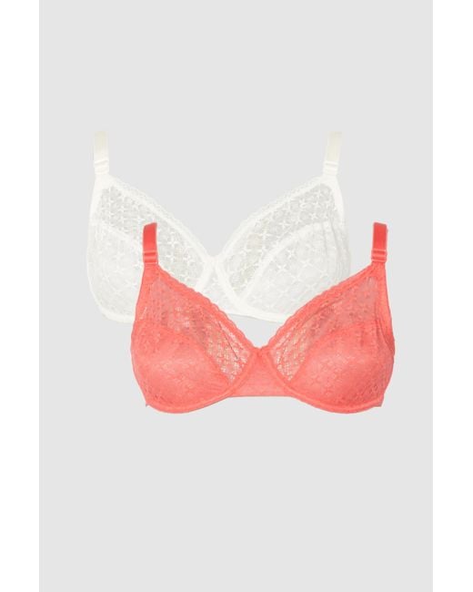 Gorgeous Dd+ 2 Pack Non Pad Texture Minimiser Bra in Pink