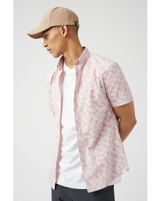 Burton Pink Printed Short Sleeve Shirt for men