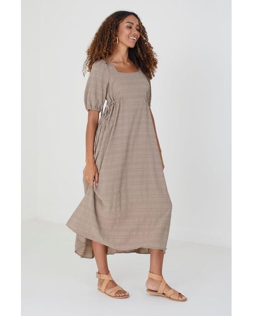 Brave Soul Natural 'addison' Puff Sleeve Maxi Dress