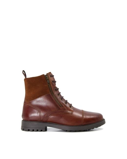 Dune Brown 'called' Leather Biker Boots for men