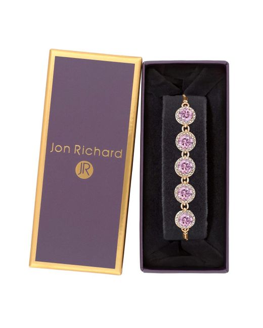 Jon Richard Purple Light Amethyst Halo Toggle Bracelet - Gift Boxed