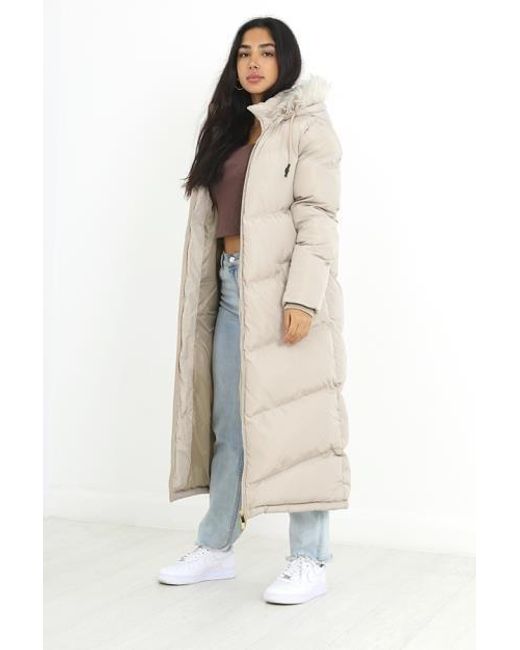 Brave Soul White 'marcella' Maxi Padded Hooded Jacket
