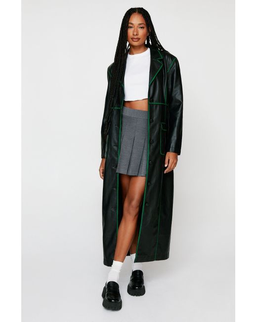 Nasty Gal Black Premium Distressed Faux Leather Duster Coat