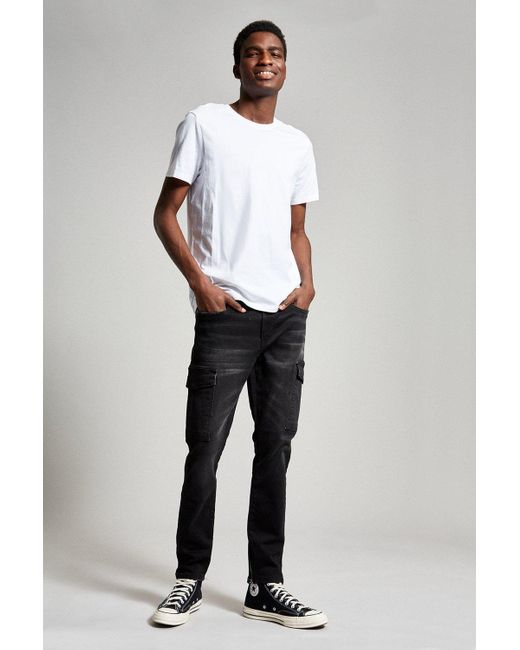 Burton Skinny Black Cargo Jeans for men