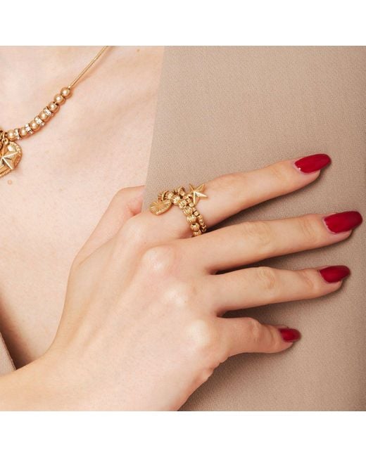 Bibi Bijoux Metallic Gold 'stellar Harmony' Stretch Ring Set