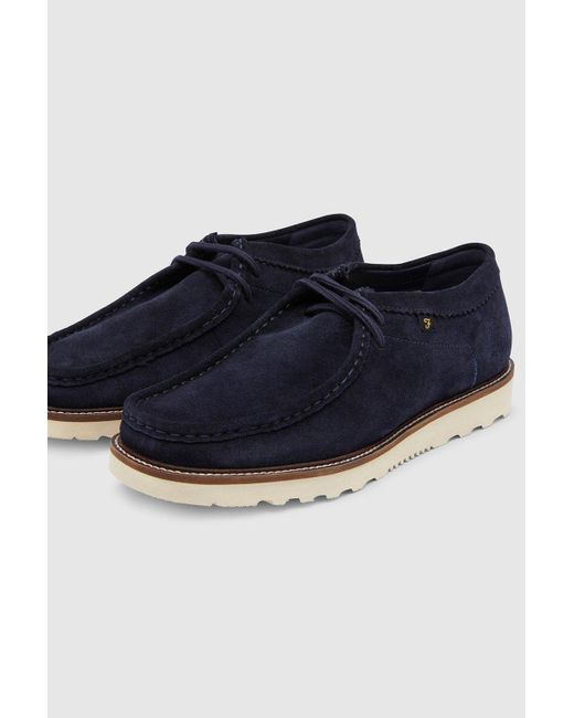 Farah Blue 'tully' Lace Up Suede Wallabe Shoes for men