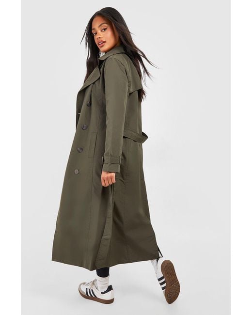 Boohoo Green Belted Trench Coat