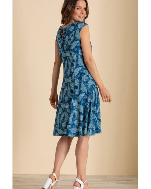 Klass Blue Printed Panelled Jersey Dress
