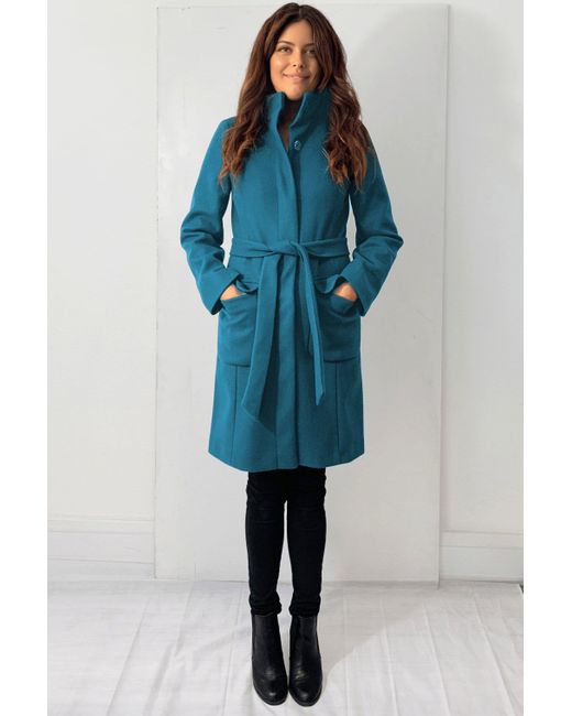 Cutie London Classic Belted Smart Coat - Blue