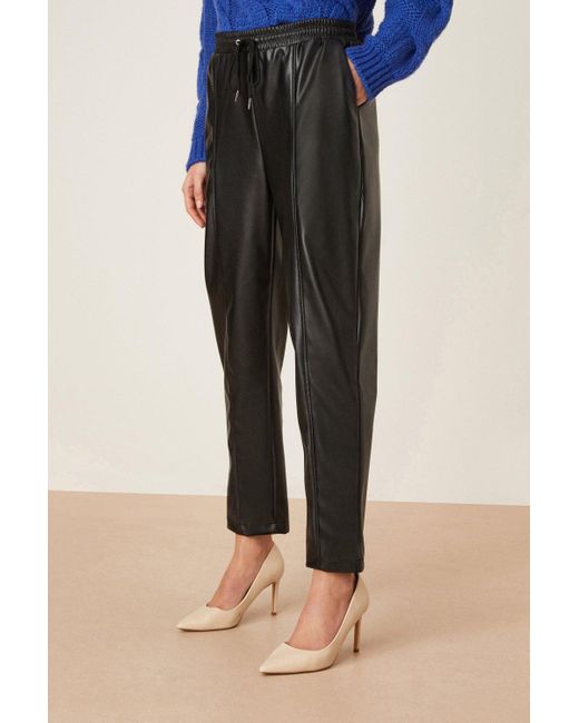 Dorothy Perkins Black Faux Leather Seam Detail Jogger