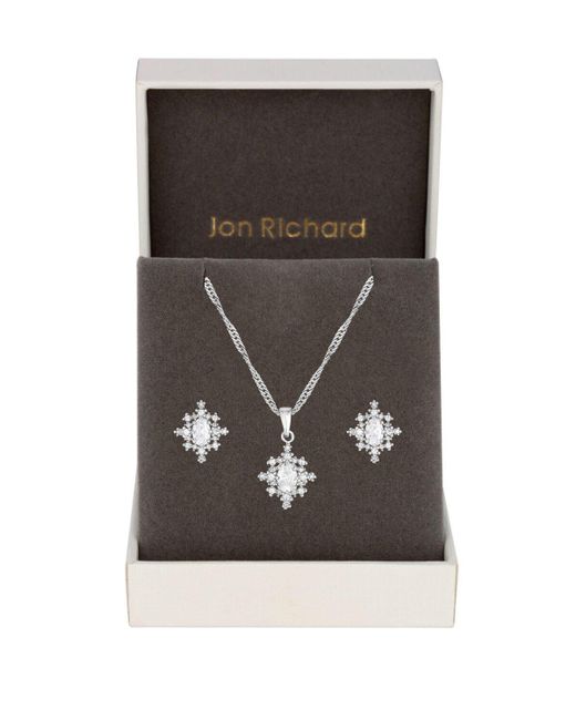 Jon Richard Black Rhodium Plated Delicate Cubic Zirconia Set - Gift Boxed