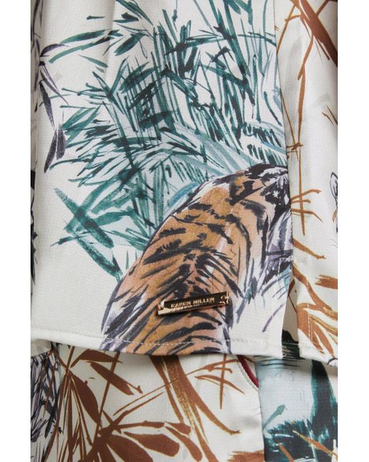 Karen Millen Gray Tiger Print Satin Nightwear Cami