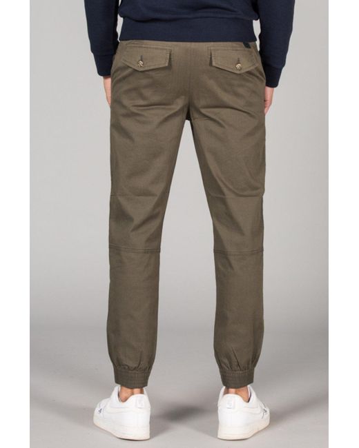 Tokyo Laundry Green Cotton Elasticated Cargo-style Trousers for men