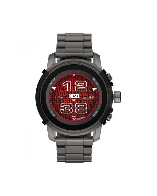 DIESEL ON Red Griffed Stainless Steel Smart Touch Watch - Dzt2042 for men