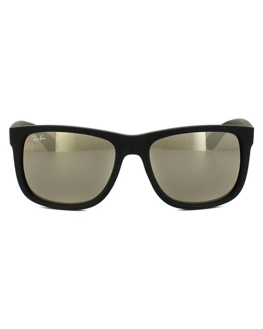 Ray-Ban Brown Rectangle Black Gold Mirror Sunglasses for men