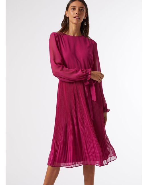 Dorothy Perkins Red Billie Pink Pleated Midi Dress