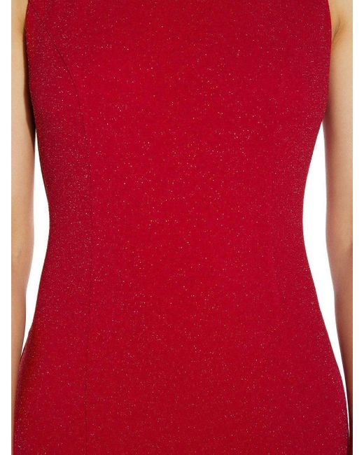 Adrianna Papell Red Metallic Knit Cowl Back Gown