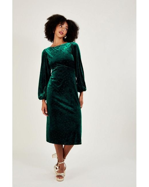 Monsoon Green 'lizzy' Star Devore Midi Dress