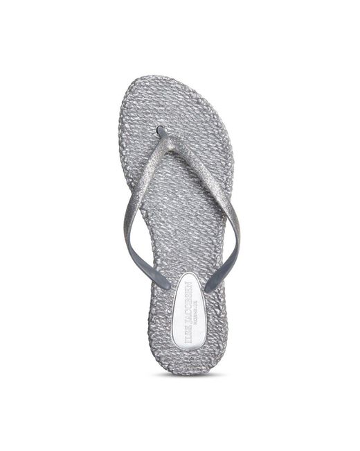 Ilse Jacobsen Gray Cheerful Flip Flop With Glitter Silver