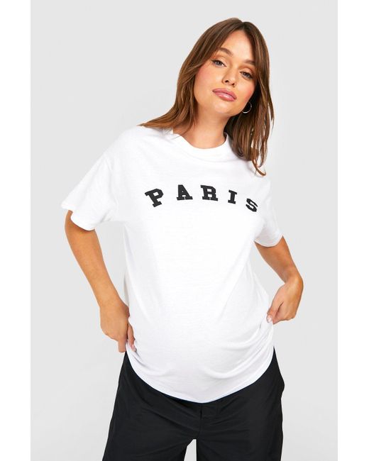 Boohoo White Maternity Paris Printed T-shirt