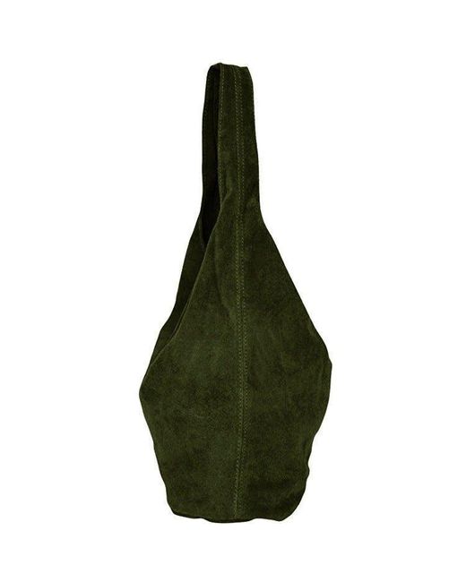 Sostter Green Olive Soft Suede Leather Hobo Shoulder Bag - Biaix