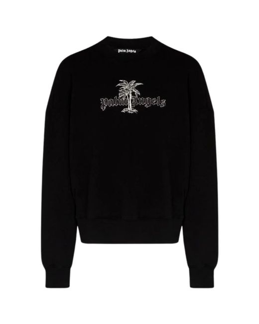 Palm Angels Logo Crew Black Sweater for men