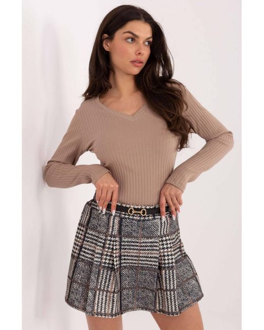 Love Lace Natural Cotton Elastane V Neck Long Sleeve Blouse