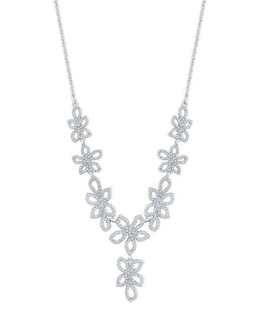 Lipsy Silver Fine Crystal Floral Y Necklace in Blue Lyst UK