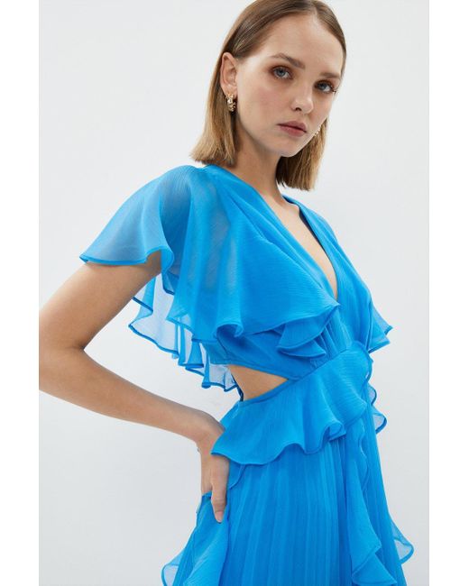 Coast Blue Petite Ruffle And Pleat Detail Maxi Dress