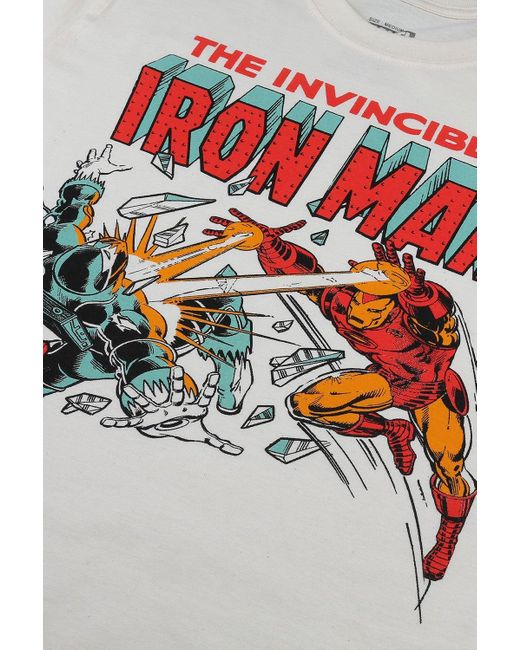 Marvel White Iron Man Blast Cotton T-shirt for men