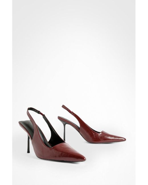 Boohoo Red Slingback Extreme Point Court Shoes