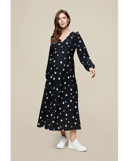 Dorothy Perkins Blue Maternity Black Spot Print Maxi Dress