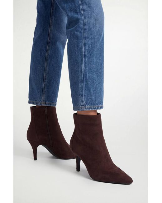 Wallis Blue Audra Faux Suede Stiletto Heeled Pointed Ankle Boots
