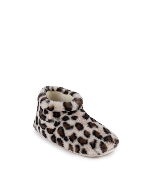 Totes Brown Faux Fur Animal Short Boot Slippers