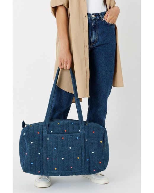 Accessorize Blue Denim Hearts Weekender Bag