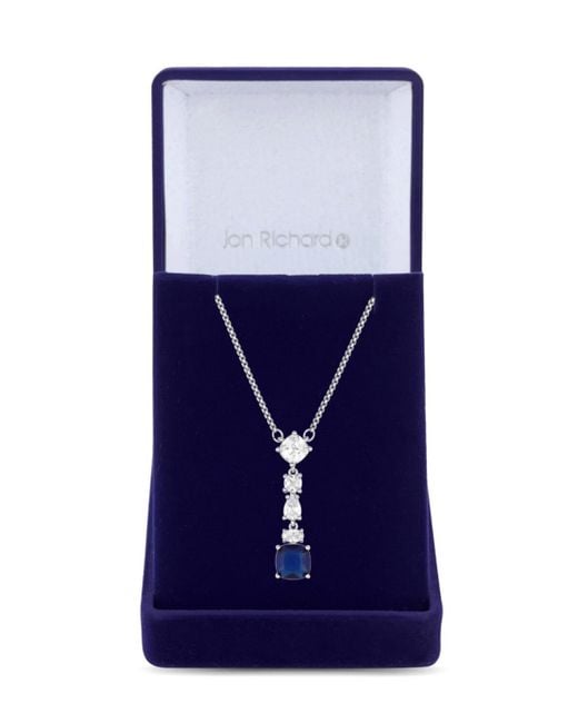 Jon Richard Rhodium Plated Mixed Stone Montana Blue Necklace - Gift Boxed
