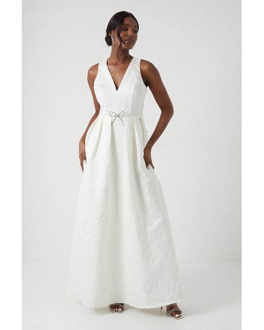 Coast White Jacquard Diamante Bow Wedding Dress
