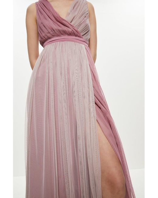 Coast Pink Cross Front Tulle Maxi Dress