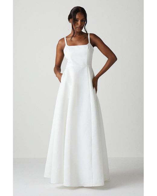 Coast White Structured Satin Corset Full Skirt Wedding Dress