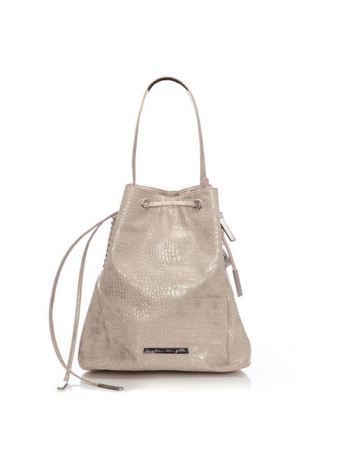 Moda In Pelle Natural 'libbybag' Patent Mocc Croc Shoulder Bag