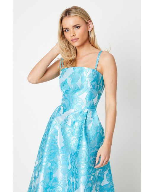 Coast Blue Petite Cami Jacquard Fit & Flare Midi Dress