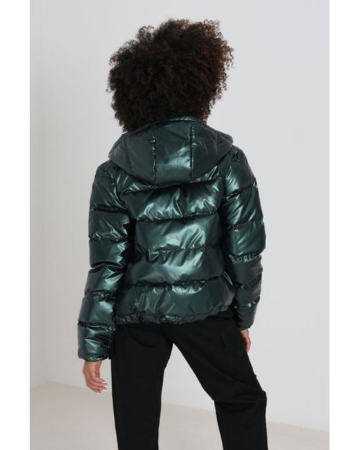 Brave Soul Black 'encanto' Metallic Padded Puffer Jacket